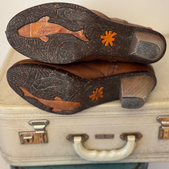 Leather Shearling Tulip-top Autumn/Winter Boots (Chestnut - Size 9.5 approx.) - Picture 4 of 4